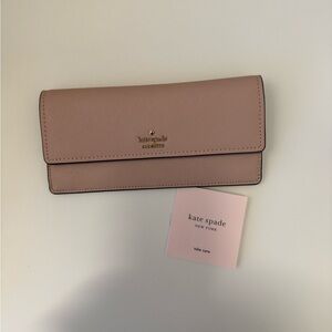 Kate Spade New York Pink Leather Long Bifold Wallet – New